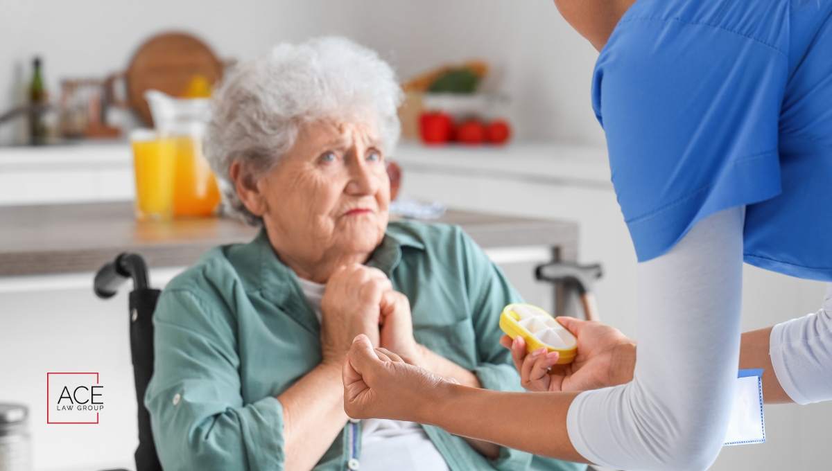 Female nurse scolding elderly women