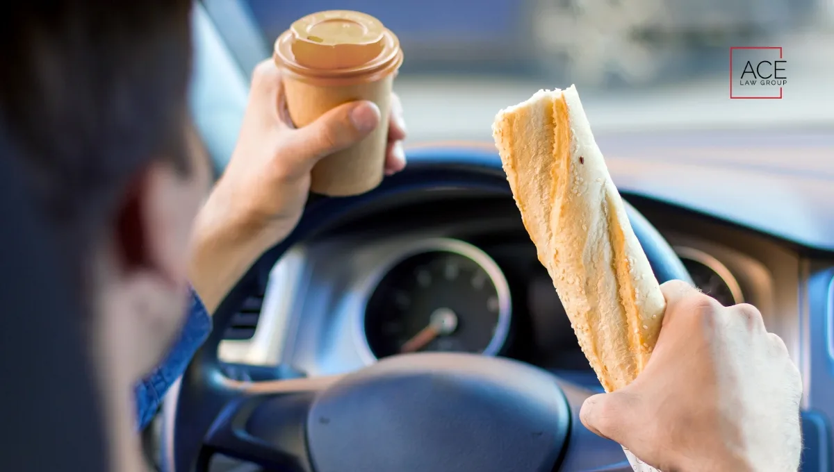 Driver distracted by eating while driving