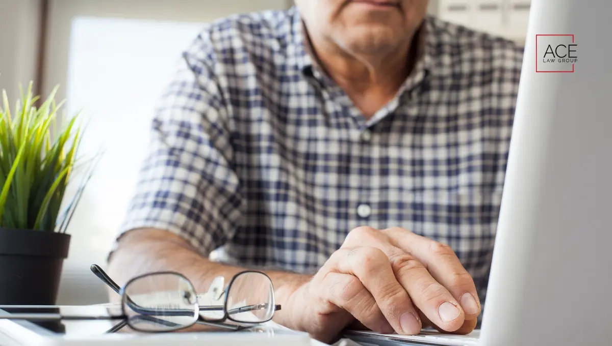 Old person working in office
