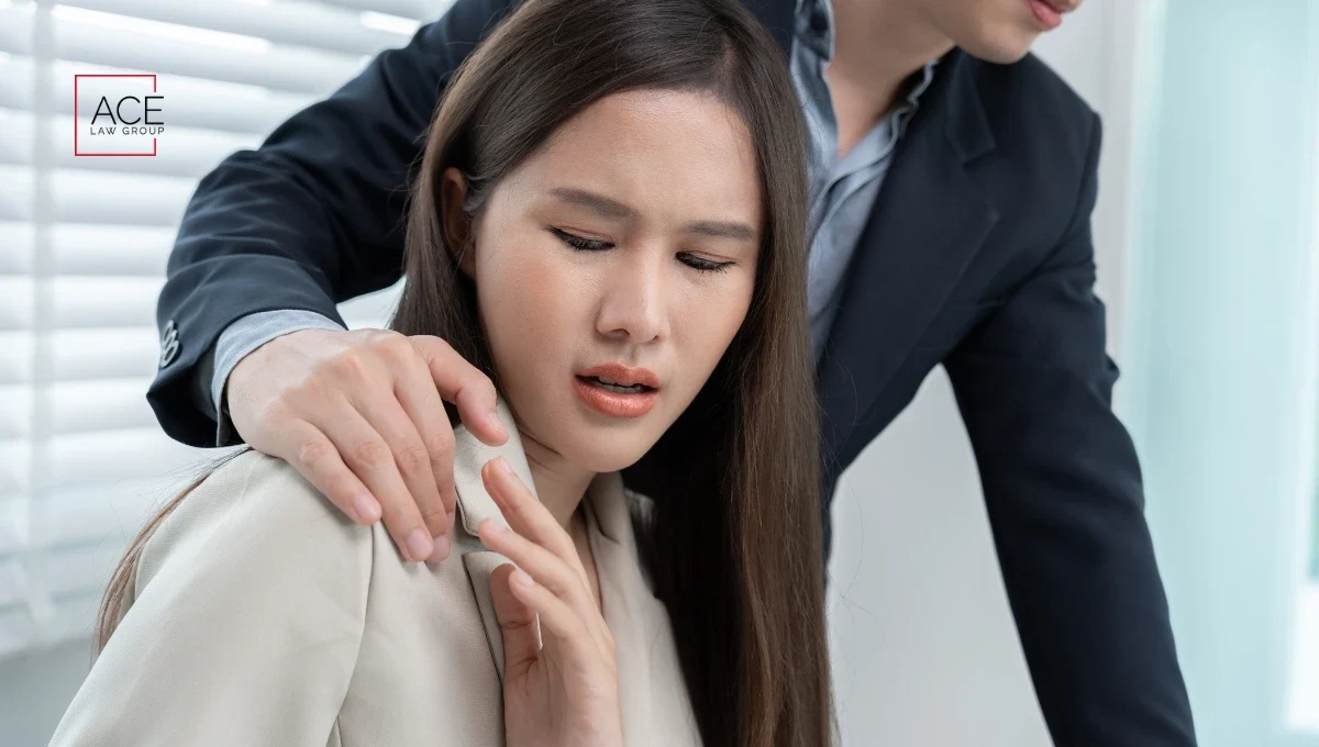 Unwanted touch at workplace illustration