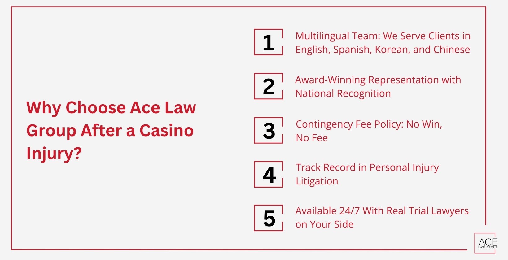 Why Choose Ace Law Group After a Casino Injury