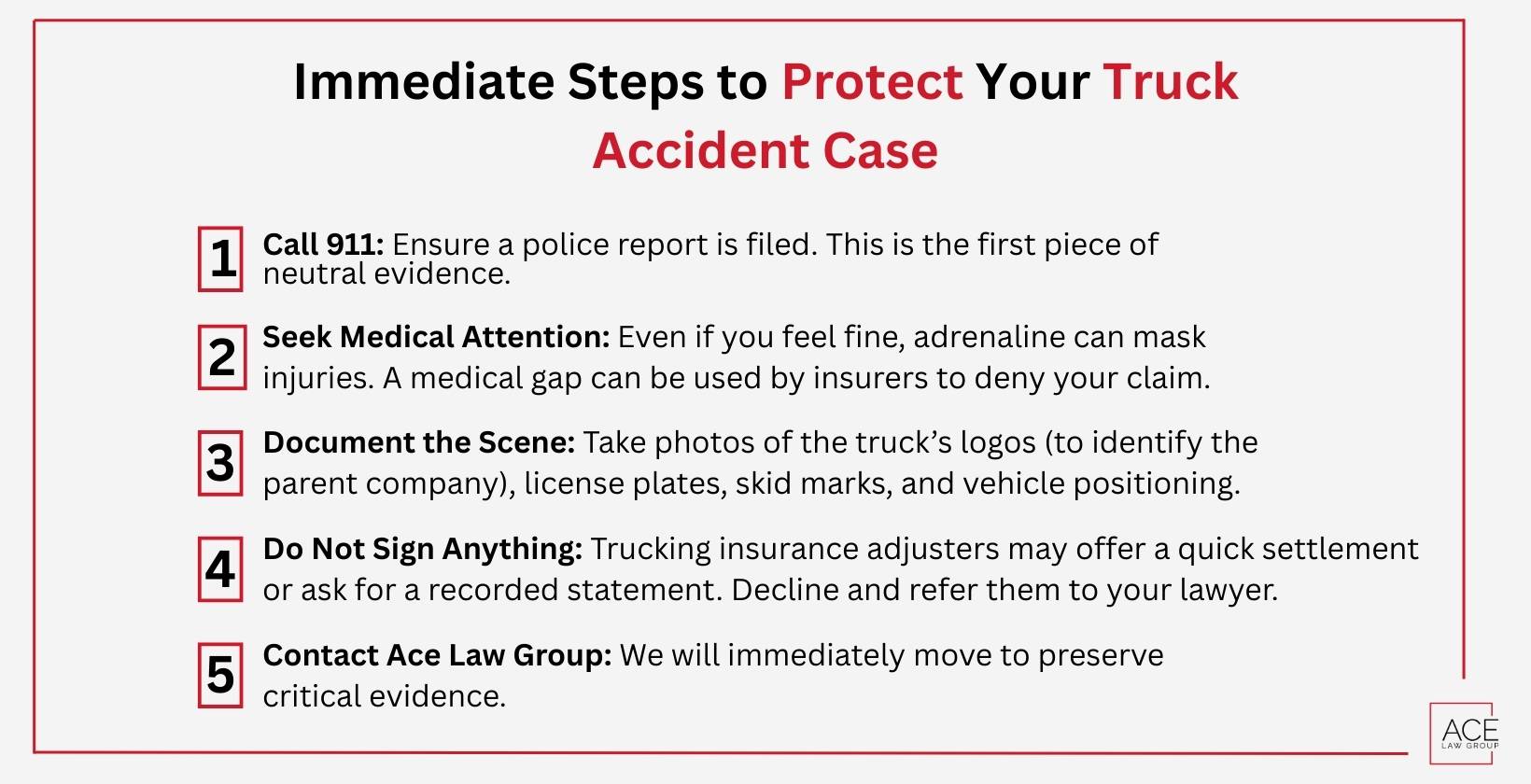 Immediate Steps to Protect Your Truck Accident Case