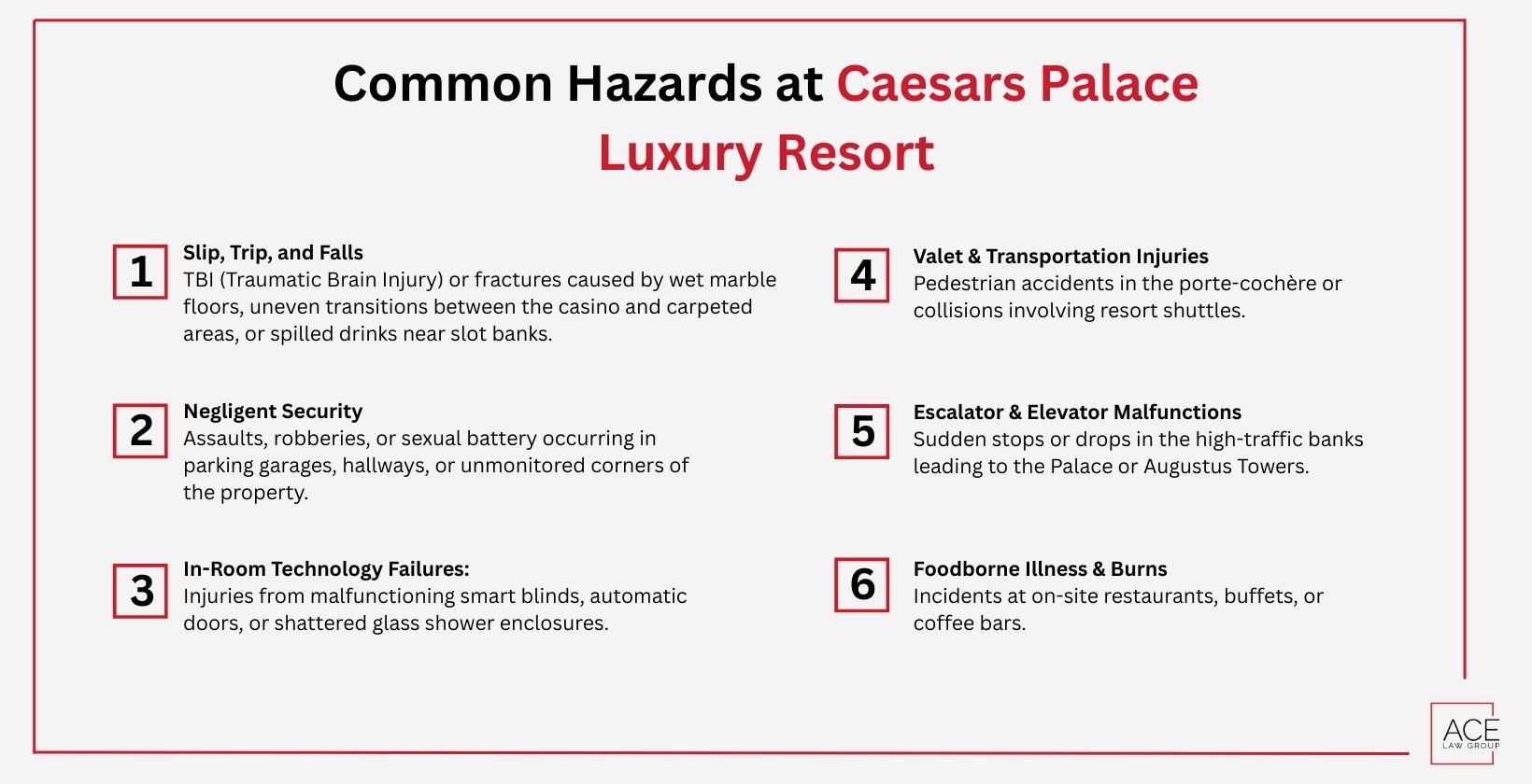 Common Hazards at Caesars Palace Luxury Resort