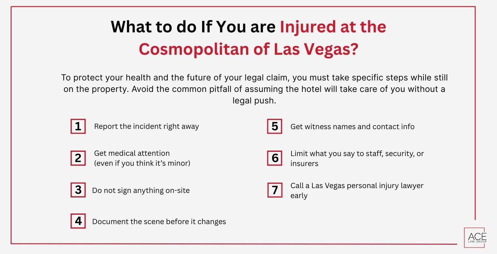What To Do If You Are Injured at The Cosmopolitan of Las Vegas