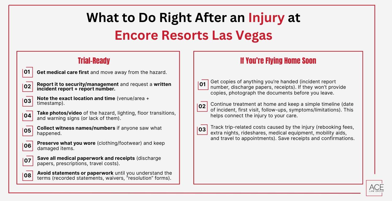 Things to Do Right After an Injury at Encore Resorts Las Vegas