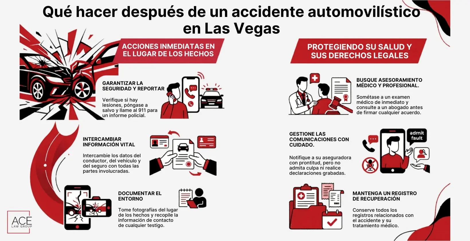 Infografías sobre qué hacer después de un accidente automovilístico en Las Vegas