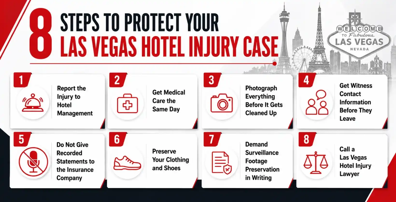 8 Steps to Protect Your Las Vegas Hotel Injury Case