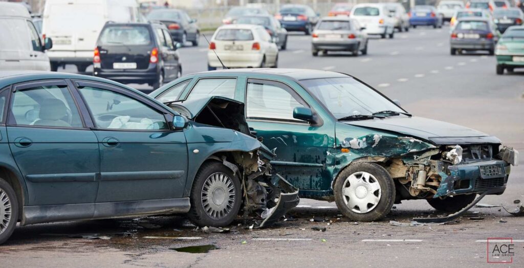 Three-vehicle crash near downtown Las Vegas