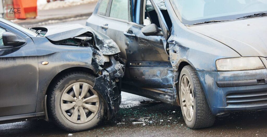 Two vehicles collided at North Main Street and East Ogden Avenue in Las Vegas.